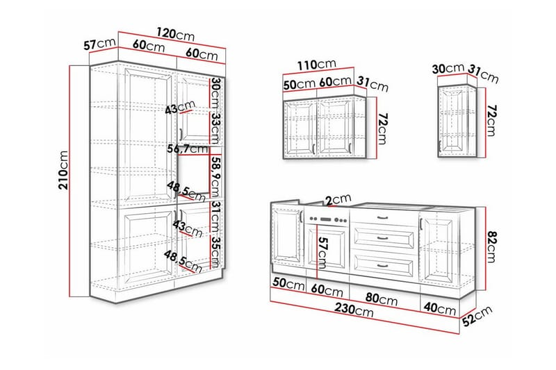Templemore Möbelset För Kök & Matplats White - Møbler - Kjøkkenmøbler - Møbelsett til kjøkken & spiseplass