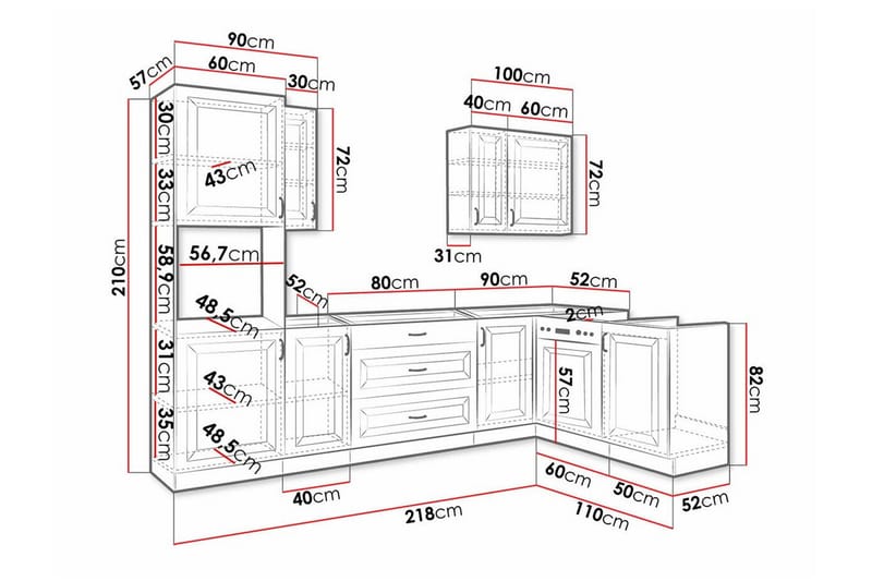 Templemore Möbelset För Kök & Matplats White - Møbler - Kjøkkenmøbler - Møbelsett til kjøkken & spiseplass