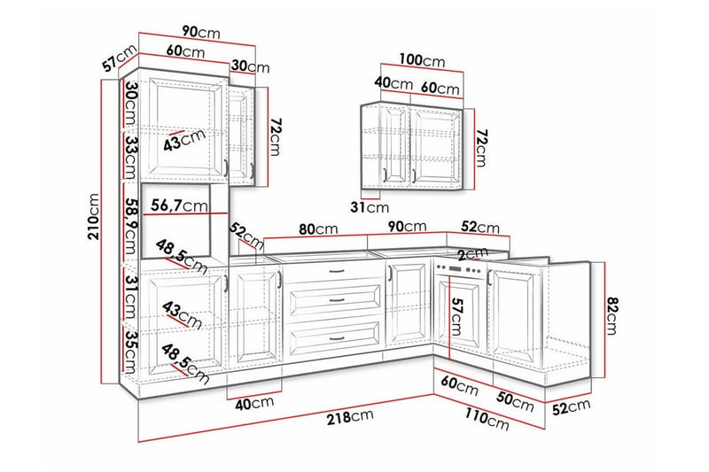Templemore Möbelset För Kök & Matplats White - Møbler - Kjøkkenmøbler - Møbelsett til kjøkken & spiseplass