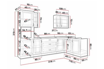 Templemore Möbelset För Kök & Matplats White/Wood - Møbler - Kjøkkenmøbler - Møbelsett til kjøkken & spiseplass