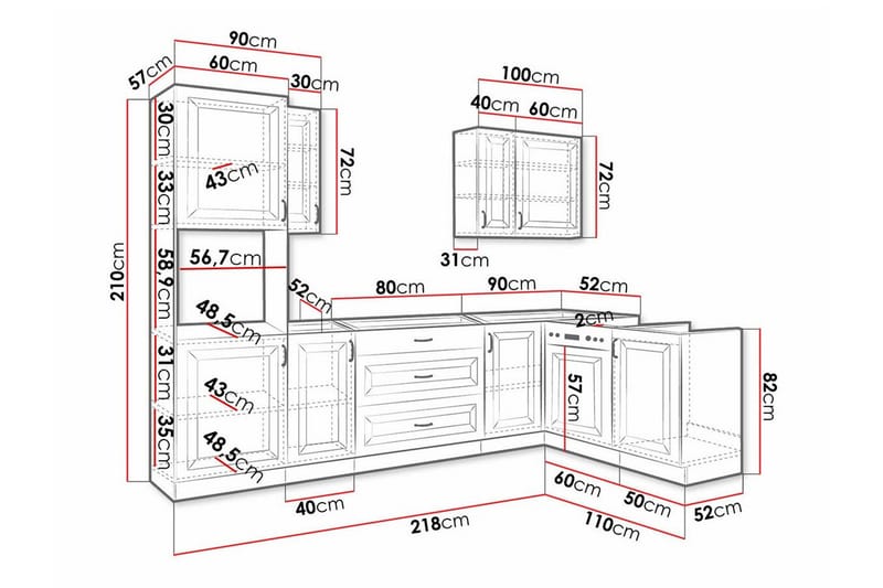 Templemore Möbelset För Kök & Matplats White/Wood - Møbler - Kjøkkenmøbler - Møbelsett til kjøkken & spiseplass