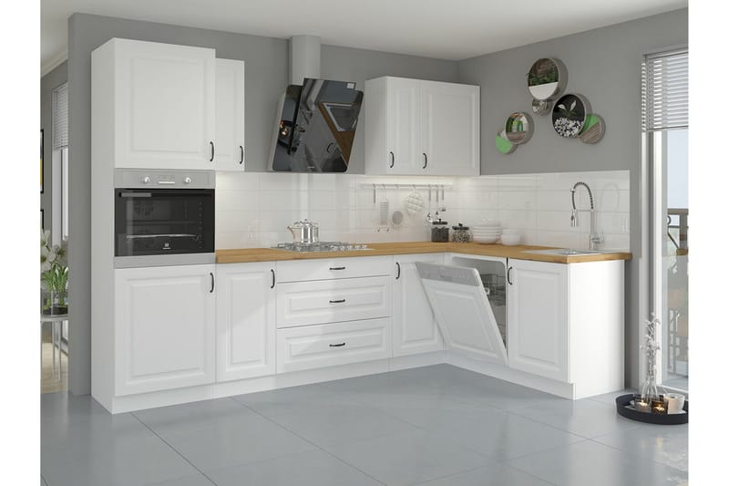 Templemore Möbelset För Kök & Matplats White/Wood - Møbler - Kjøkkenmøbler - Møbelsett til kjøkken & spiseplass