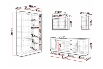 Templemore Möbelset För Kök & Matplats White/Wood - Møbler - Kjøkkenmøbler - Møbelsett til kjøkken & spiseplass