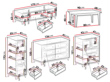 Zeylor Møbelsett for Stue med Belysning - Oppbevaring - Oppbevaringsmøbler - Møbelsett til stue