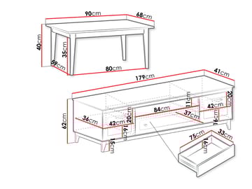 Zeylor Møbelsett for Stue - Møbler - Kjøkkenmøbler - Møbelsett til kjøkken & spiseplass
