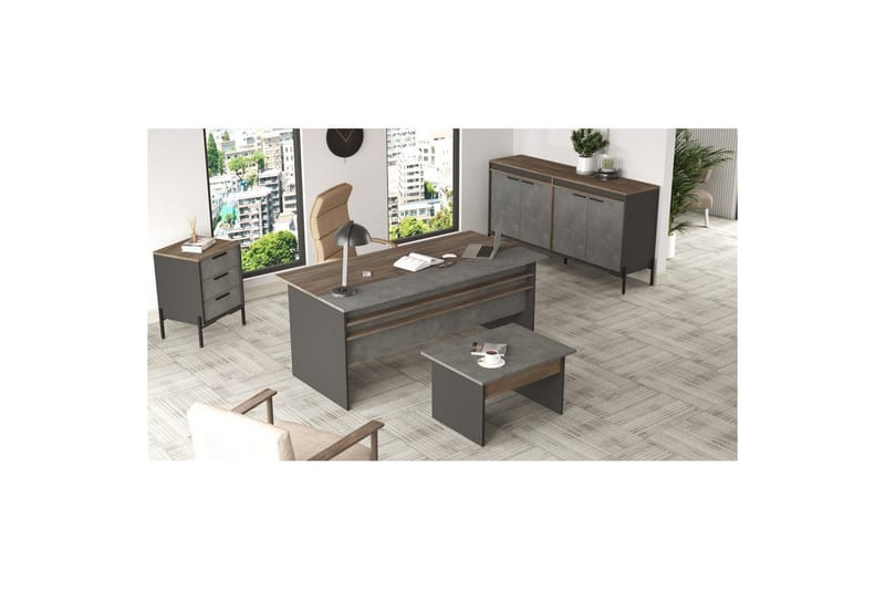 Kontormøbelsett Enor 8 Sølv / Antrasitt - Sølv/Antrasitt - Møbler - Kontormøbler - Møbelsett til kontor