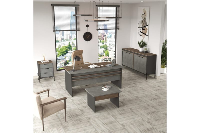 Kontormøbelsett Enor 8 Sølv / Antrasitt, Sølv/Antrasitt