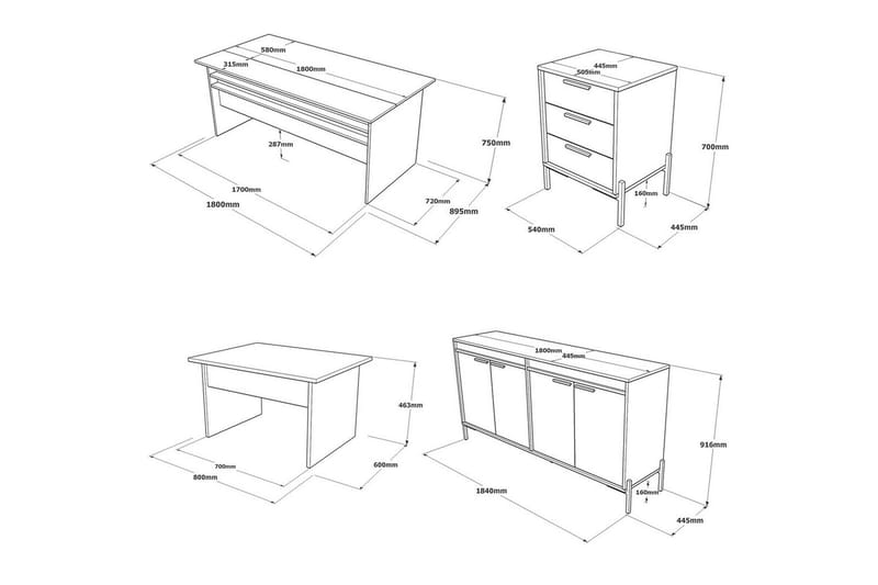 Kontormøbelsett Enor 8 Sølv / Antrasitt - Sølv/Antrasitt - Møbler - Kontormøbler - Møbelsett til kontor