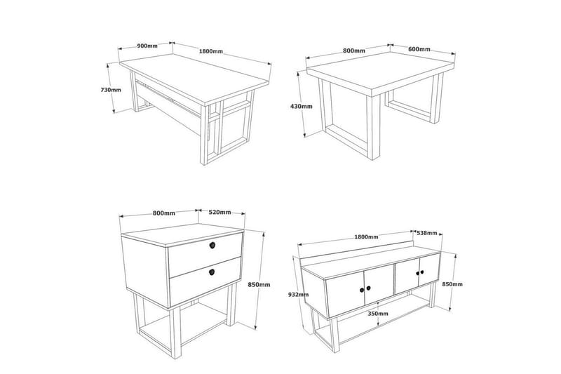 Kontormøbelsett Mono 11 Barokk / Antrasitt - Antrasitt - Møbler - Kontormøbler - Møbelsett til kontor