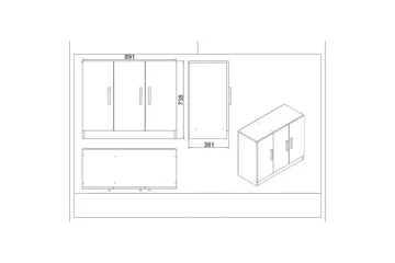 Kontormøbelsett Raveena 17 Eik / Svart - Eik / Svart - Møbler - Kontormøbler - Møbelsett til kontor