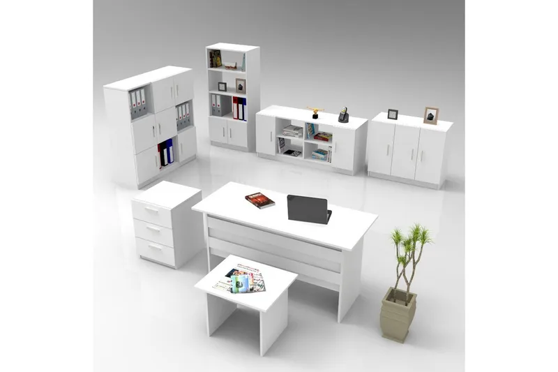 Kontormøbelsett Raveena 18 Hvit, Hvit