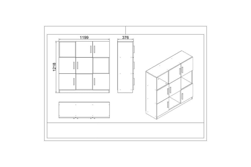 Kontormøbelsett Raveena 19 Eik / Lerk / Svart - Eik / Lerk / Svart - Møbler - Kontormøbler - Møbelsett til kontor