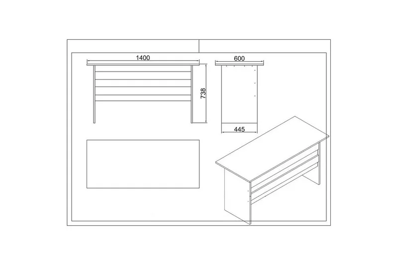 Kontormøbelsett Raveena 19 Hvit - Hvit - Møbler - Kontormøbler - Møbelsett til kontor