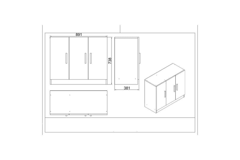 Kontormøbelsett Raveena 19 Hvit - Hvit - Møbler - Kontormøbler - Møbelsett til kontor