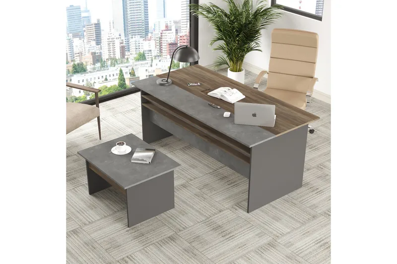 Desgrar Møbelsett Kontor - Brun/Betonggrå/Antrasitt - Møbler - Kontormøbler - Møbelsett til kontor