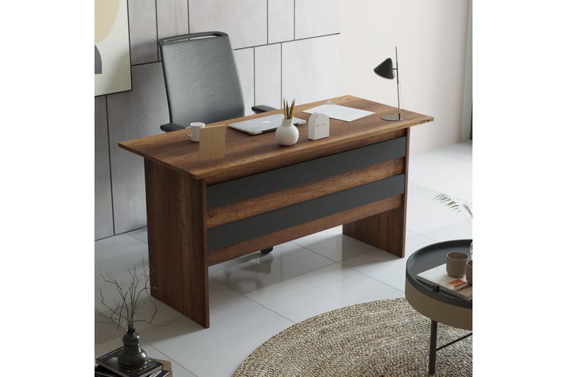 Møbelsett Kontor Risina - Teak/Antrasitt - Møbler - Kontormøbler - Møbelsett til kontor