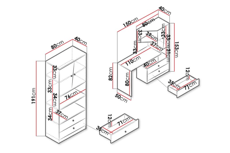 Møbelsett til Kontor NERO - Natur/Hvit - Møbler - Kontormøbler - Møbelsett til kontor