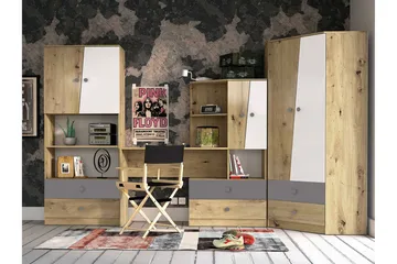 Møbelsett til Kontor NERO - Natur/Hvit/Grå - Møbler - Kontormøbler - Møbelsett til kontor