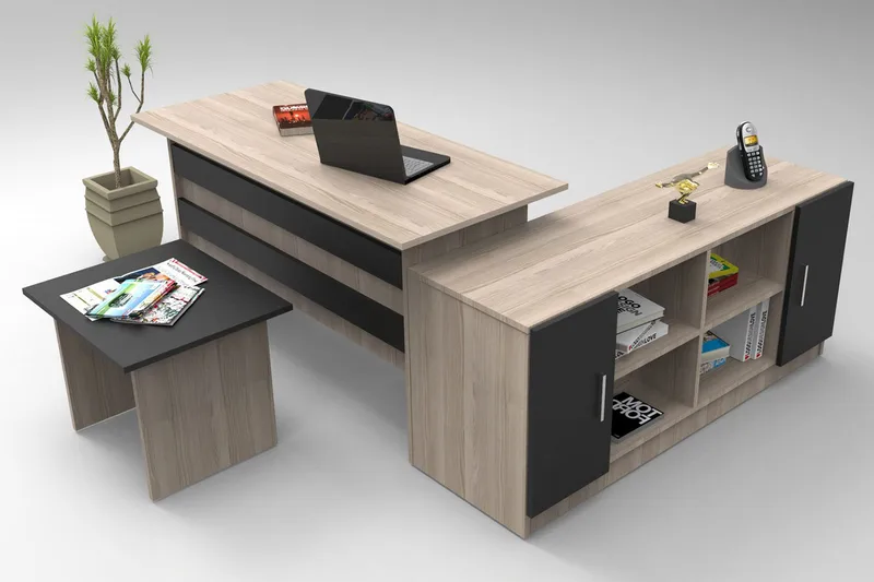 Mosgam Møbelsett Kontor, Lyse Natur/Svart