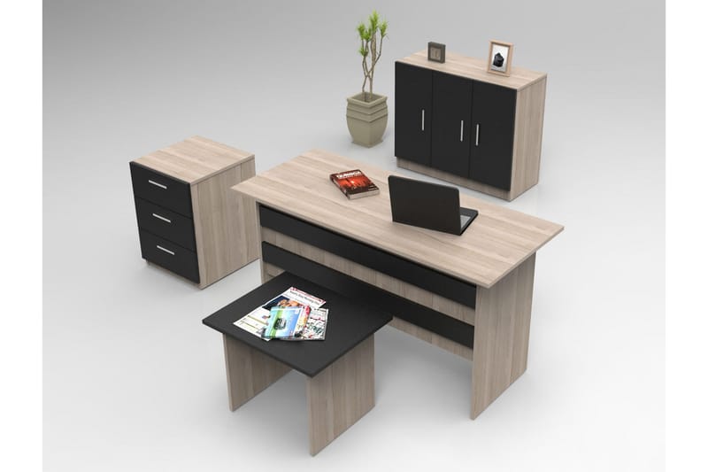 Romala Møbelsett Kontor, Natur/Svart