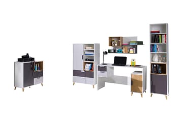 Sayuki Møbelsett Til Kontor - Hvit/Grå - Møbler - Kontormøbler - Møbelsett til kontor