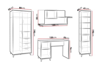 Sayuki Møbelsett Til Kontor - Hvit/Grå - Møbler - Kontormøbler - Møbelsett til kontor