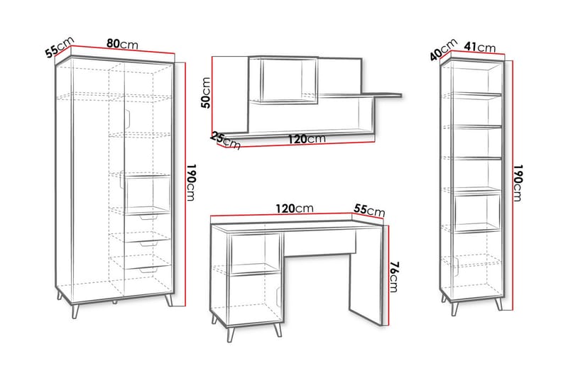 Sayuki Møbelsett Til Kontor - Hvit/Grå - Møbler - Kontormøbler - Møbelsett til kontor