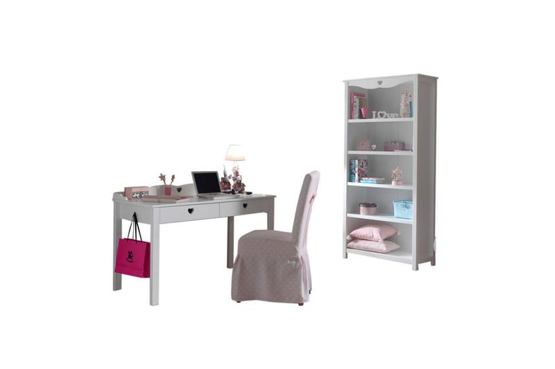 Pult med bokhylle Amori Hvit