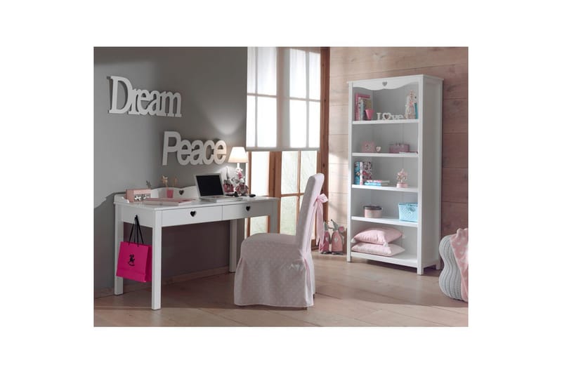 Pult med bokhylle Amori Hvit - Møbler - Kontormøbler - Møbelsett til kontor