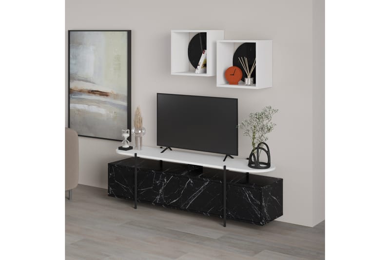 Hanley Tv-möbelset 160x35,6 cm Black/White - Møbler - TV- & Mediamøbler - TV-møbelsett