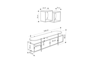 Hanley Tv-möbelset 160x35,6 cm Black/White - Møbler - TV- & Mediamøbler - TV-møbelsett