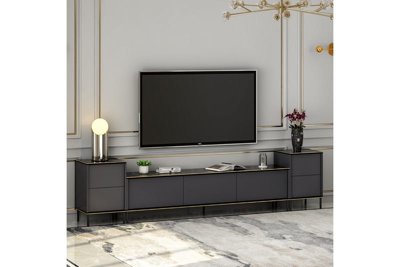 Imaj TV-møbelsett 180x35 cm Svart - Hanah Home - Møbler - TV- & Mediamøbler - TV-møbelsett
