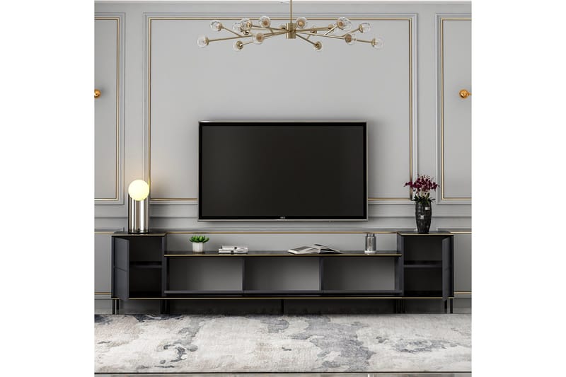 Imaj TV-møbelsett 180x35 cm Svart - Hanah Home - Møbler - TV- & Mediamøbler - TV-møbelsett