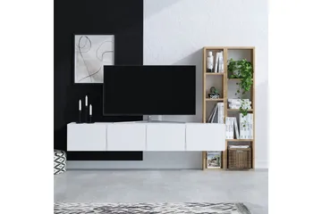 Pana TV-møbelsett 182x32 cm Hvit/Brun - Hanah Home - Møbler - TV- & Mediamøbler - TV-møbelsett