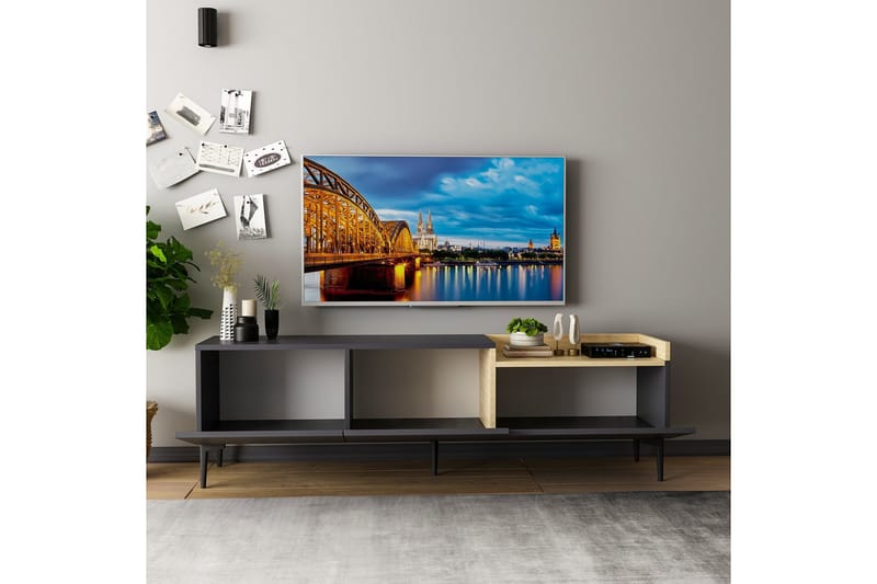 Mijara TV-benk 160x37 cm Svart - Hanah Home - Møbler - TV- & Mediamøbler - TV benk & mediabenk