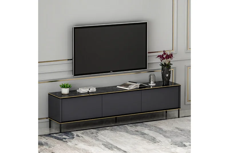 Imaj TV-benk 180x35 cm Svart - Hanah Home - Møbler - TV- & Mediamøbler - TV benk & mediabenk