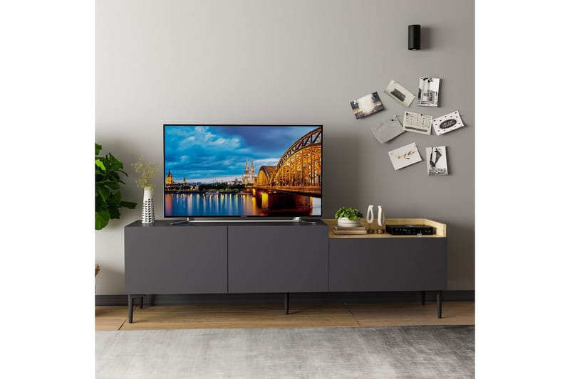 Mijara TV-benk 160x37 cm Svart - Hanah Home - Møbler - TV- & Mediamøbler - TV benk & mediabenk