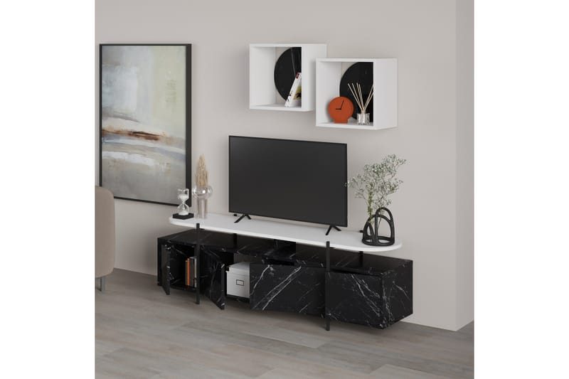 Hanley Tv-möbelset 160x35,6 cm Black/White - Møbler - TV- & Mediamøbler - TV-møbelsett