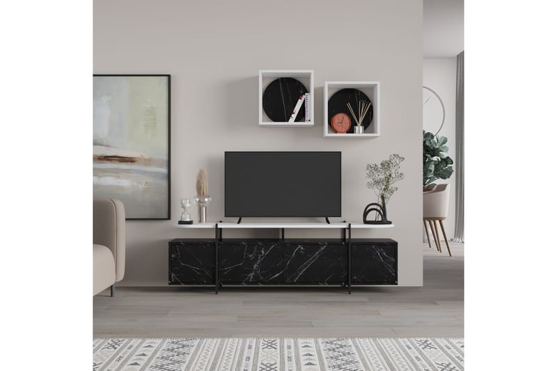 Hanley Tv-möbelset 160x35,6 cm Black/White - Møbler - TV- & Mediamøbler - TV-møbelsett