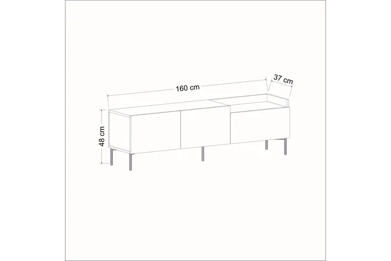 Mijara TV-benk 160x37 cm Svart - Hanah Home - Møbler - TV- & Mediamøbler - TV benk & mediabenk