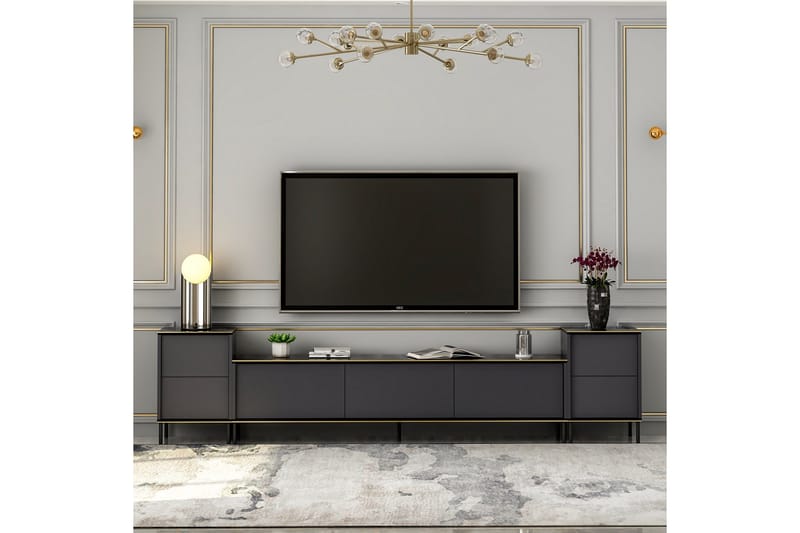 Imaj TV-møbelsett 180x35 cm Svart - Hanah Home - Møbler - TV- & Mediamøbler - TV-møbelsett