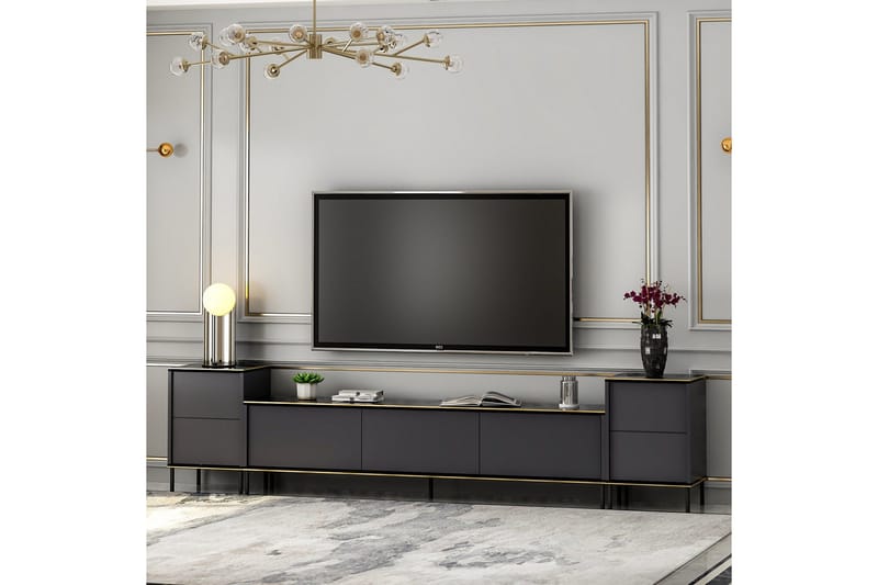 Imaj TV-møbelsett 180x35 cm Svart - Hanah Home - Møbler - TV- & Mediamøbler - TV-møbelsett