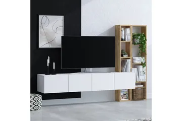 Pana TV-møbelsett 182x32 cm Hvit/Brun - Hanah Home - Møbler - TV- & Mediamøbler - TV-møbelsett