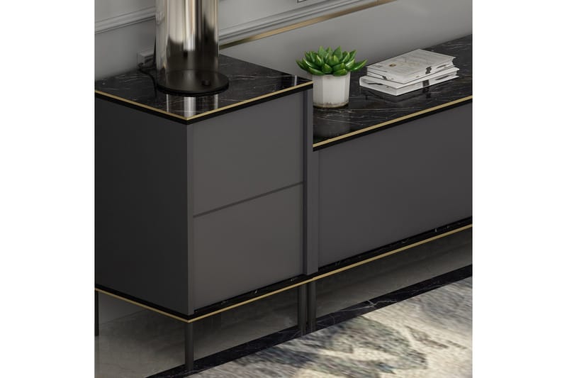 Imaj TV-møbelsett 180x35 cm Svart - Hanah Home - Møbler - TV- & Mediamøbler - TV-møbelsett