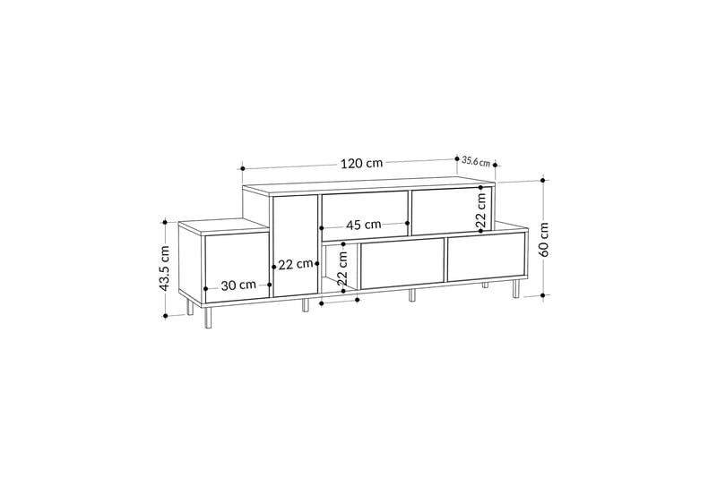 Hermes Tv-möbelset 171,2x35,6 cm Beige Brown/Black - Møbler - TV- & Mediamøbler - TV benk & mediabenk