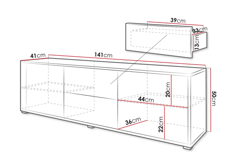 Agawal TV-benk 141 cm - Beige - Møbler - TV- & Mediamøbler - TV benk & mediabenk