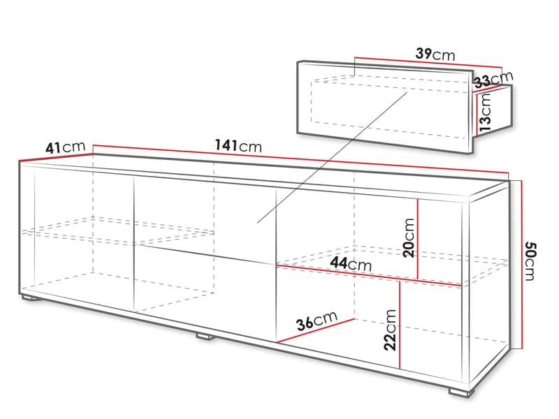 Agawal TV-benk 141 cm - Brun - Møbler - TV- & Mediamøbler - TV benk & mediabenk