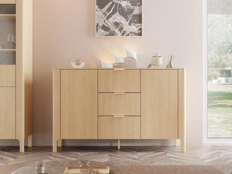 Aggarwal Skjenk 154 cm i Mørkt Tre - Beige - Oppbevaring - Oppbevaringsmøbler - Sideboard & skjenk
