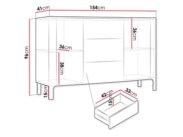 Aggarwal Skjenk 154 cm i Mørkt Tre - Beige - Oppbevaring - Oppbevaringsmøbler - Sideboard & skjenk