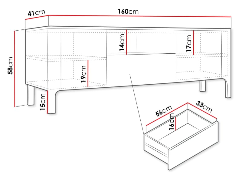 Aggarwal TV-benk 160 cm - Møbler - TV- & Mediamøbler - TV benk & mediabenk